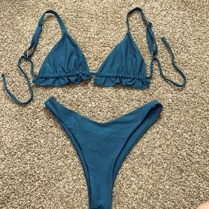 Teal blue bikini set